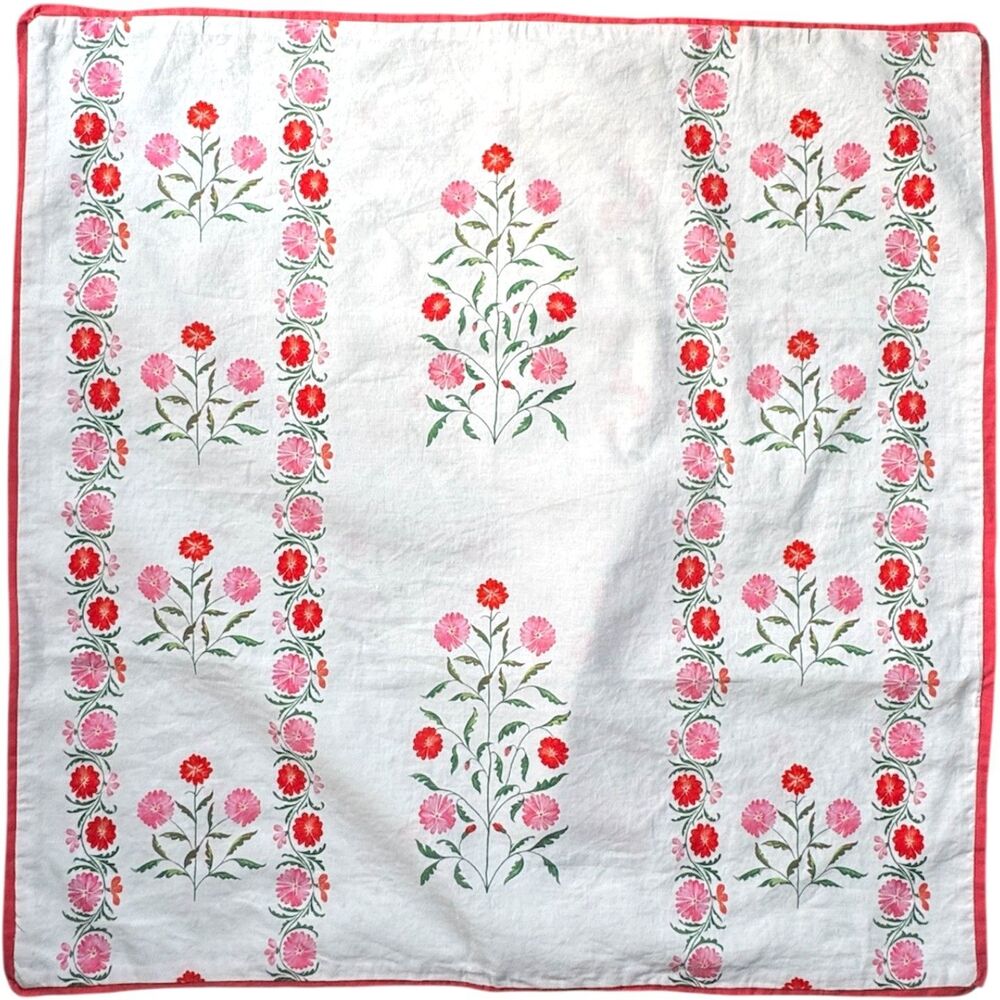 GreenRow Evelyn Cotton Linen Floral Euro Size Single Sham White Cottage Core
